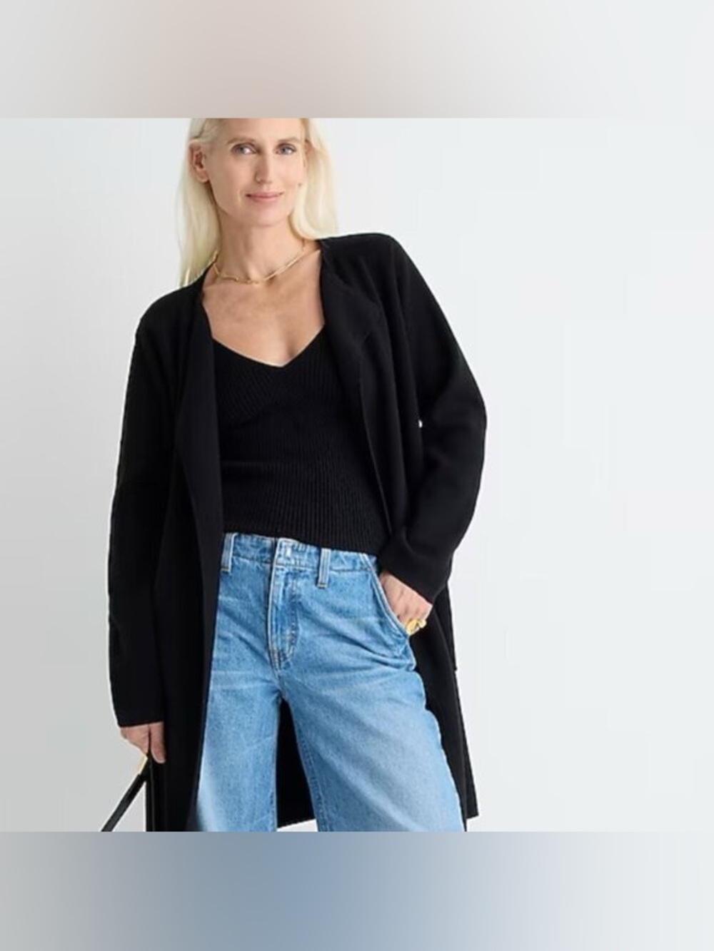 J. Crew Juliette Collarless Sweater Blazer In Black Merino Wool/ Cotton